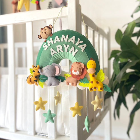Jungle Safari Twins Personalised Name Hanging